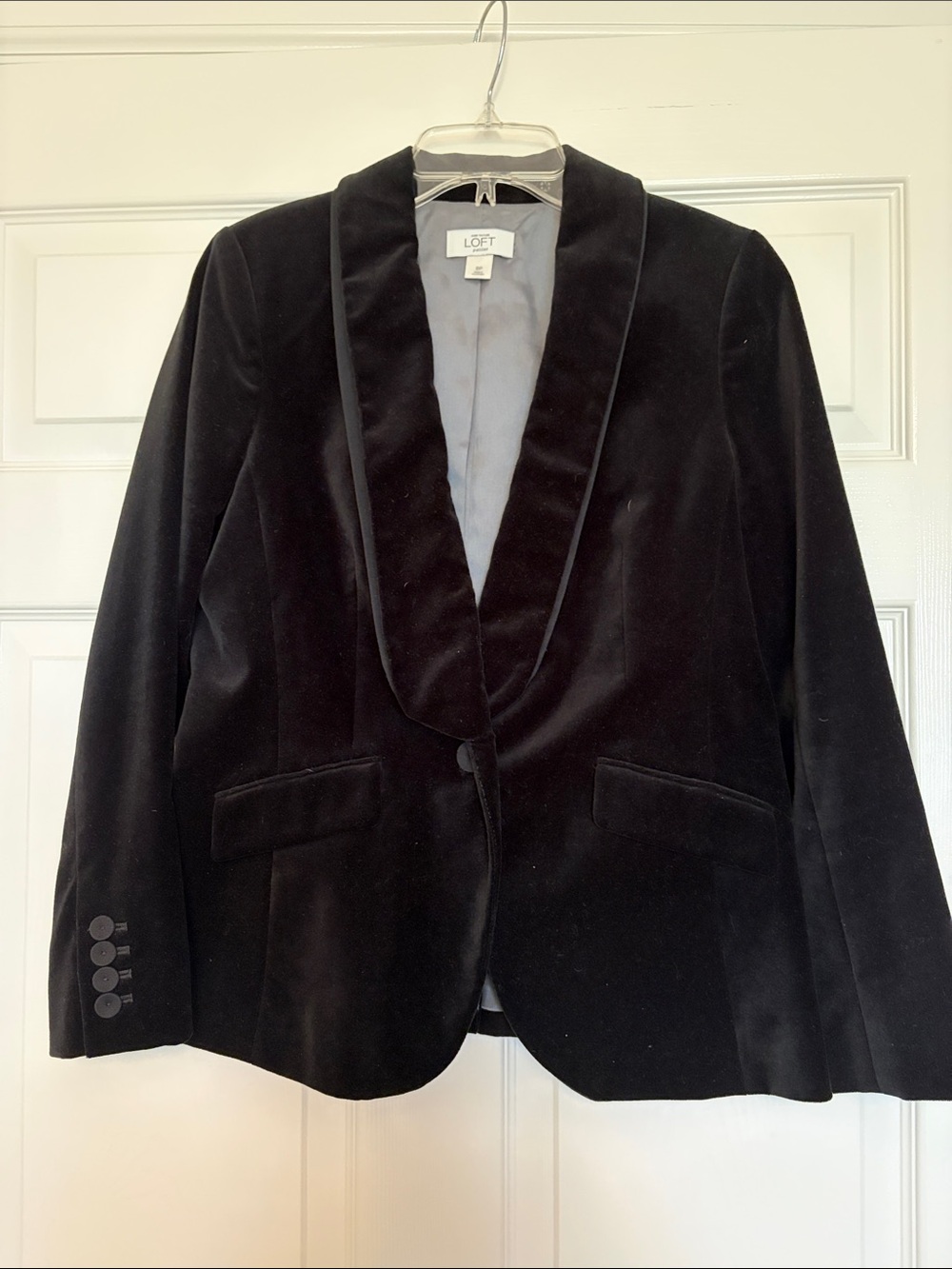 LOFT Black Velvet Shawl-Collar Blazer